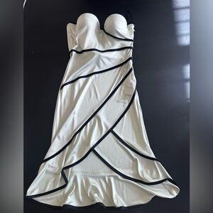 Emporio Armani Strapless Mint Dress with Black Trim